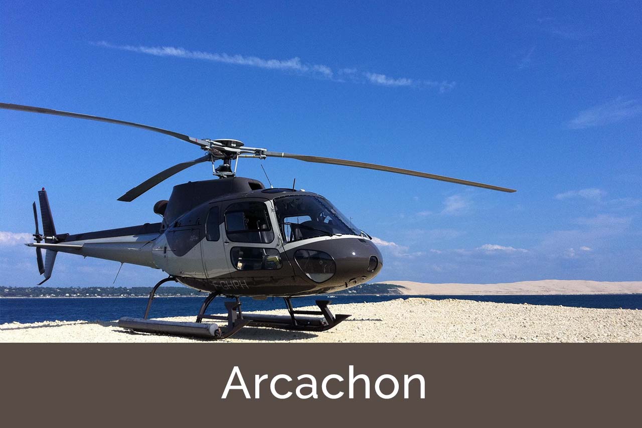 Baptêmes de l'air hélicoptère en Aquitaine sur le Bassin d'Arcachon et la dune du Pyla